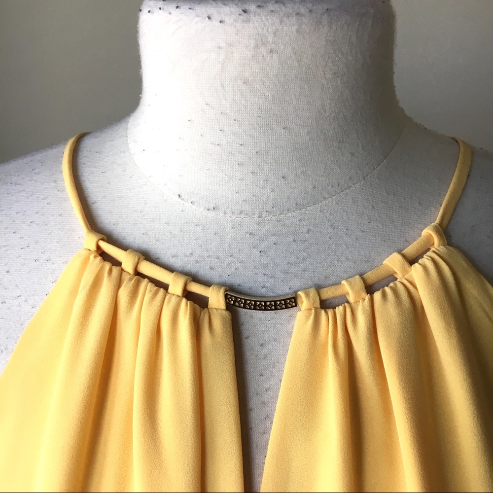 Sleeveless blouson tie waist yellow dress - Picture 5 of 5